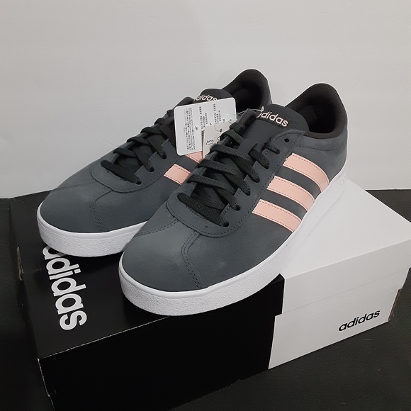Adidas Womens Low Top Casual Gray & Pink Shoes - Picture 7 of 7